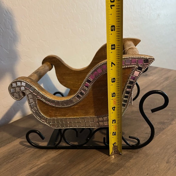 Sleigh Hill Wooden Santa Sleigh with Disco Mirror Ball Accents Christmas Decor - Picture 12 of 14